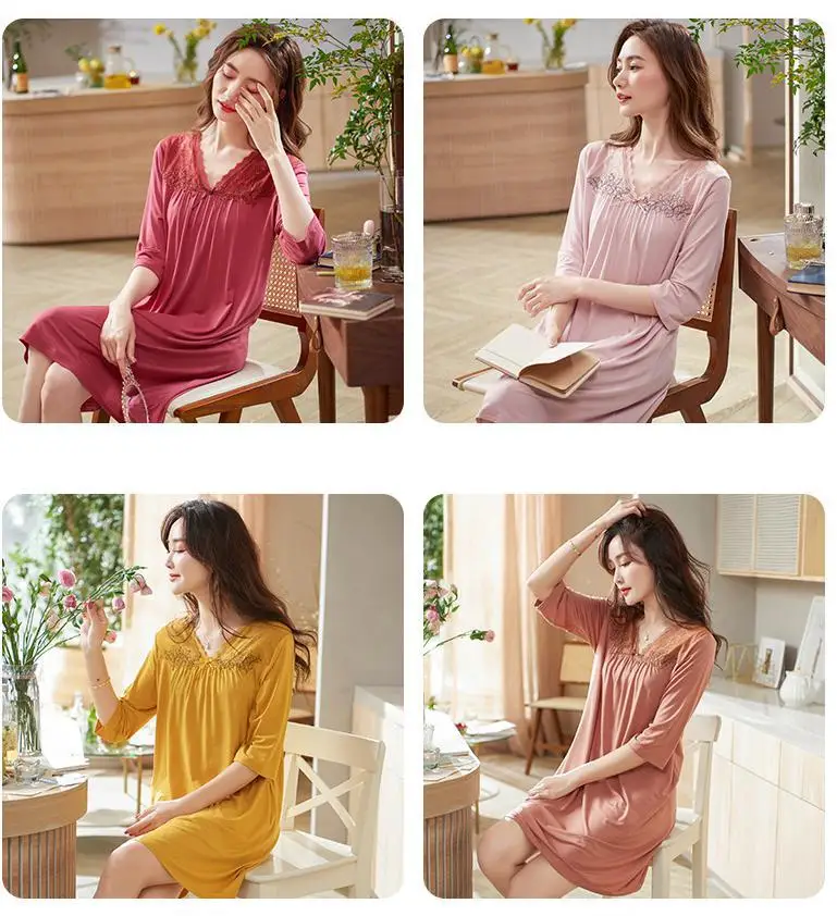 Plus Size 3XL Women Lace Nightgown Sexy V-Neck Nightdress Half Sleeve Summer Modal Sleepshirt Skirt Bride Lingerie Nighty
Plus Size 3XL Women Lace Nightgown Sexy V-Neck Nightdress Half Sleeve Summer Modal Sleepshirt Skirt Bride Lingerie Nighty