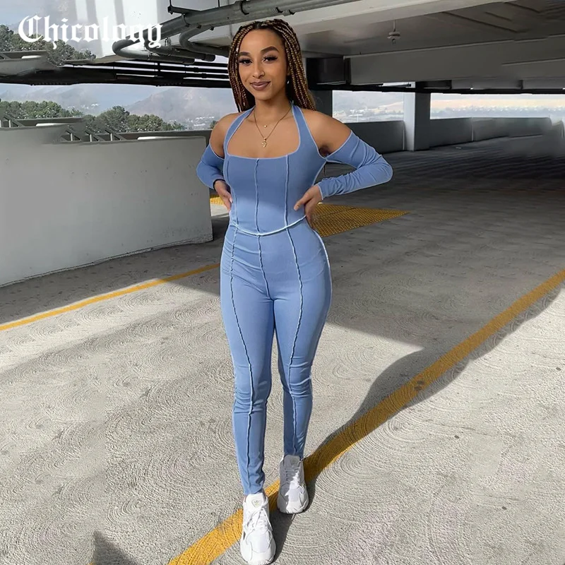 Chicology 2021 осенний женский ребристый трикотажный спортивный комбинезон с длинным рукавом и лямкой на шее на шнуровке, эластичный Модный облег...
Chicology 2021 осенний женский ребристый трикотажный спортивный комбинезон с длинным рукавом и лямкой на шее на шнуровке, эластичный Модный облег...