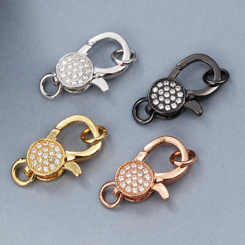 

MINHIN Inlay CZ Zircon Spring Ring Clasps 2 Holes Connectors DIY Pearls Beads Necklace Bracelet Lobster Clasps Jewelry Supplies