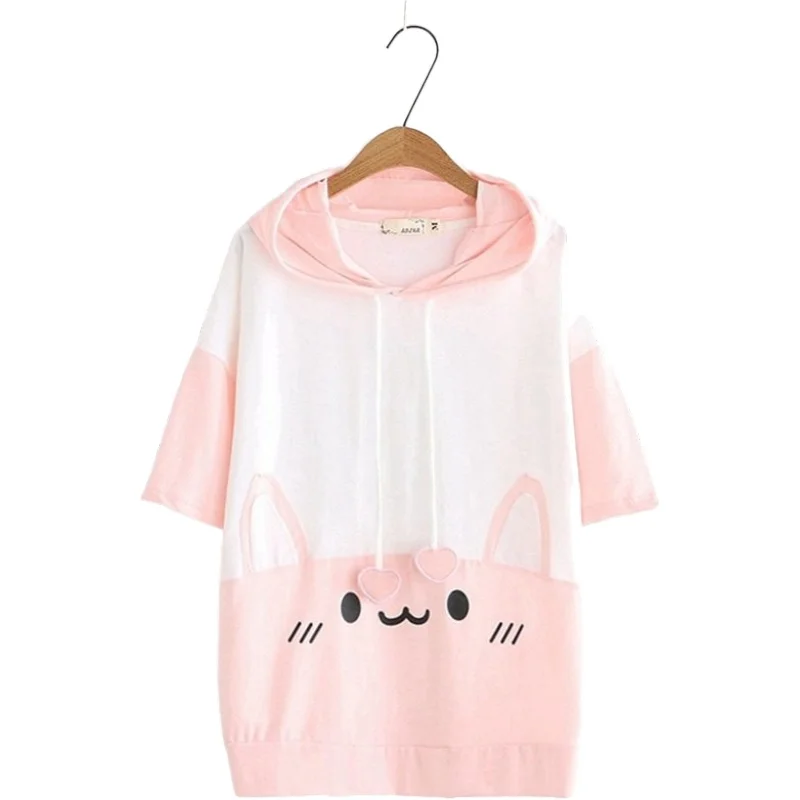 Cartoon Print Cute Hoodies Sweatshirts With Horns On Hooded Women 2021 Spring Short Sleeve Patchwork Tracksuits Cotton Pullovers
Cartoon Print Cute Hoodies Sweatshirts With Horns On Hooded Women 2021 Spring Short Sleeve Patchwork Tracksuits Cotton Pullovers