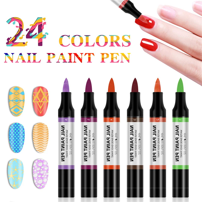 24 Color Semi Permanent Nail Polish Pen Color Painting 3D Drawing Pencil Point Flower Pen Water Insipid Decoration Nail Art DIY
24 Color Semi Permanent Nail Polish Pen Color Painting 3D Drawing Pencil Point Flower Pen Water Insipid Decoration Nail Art DIY