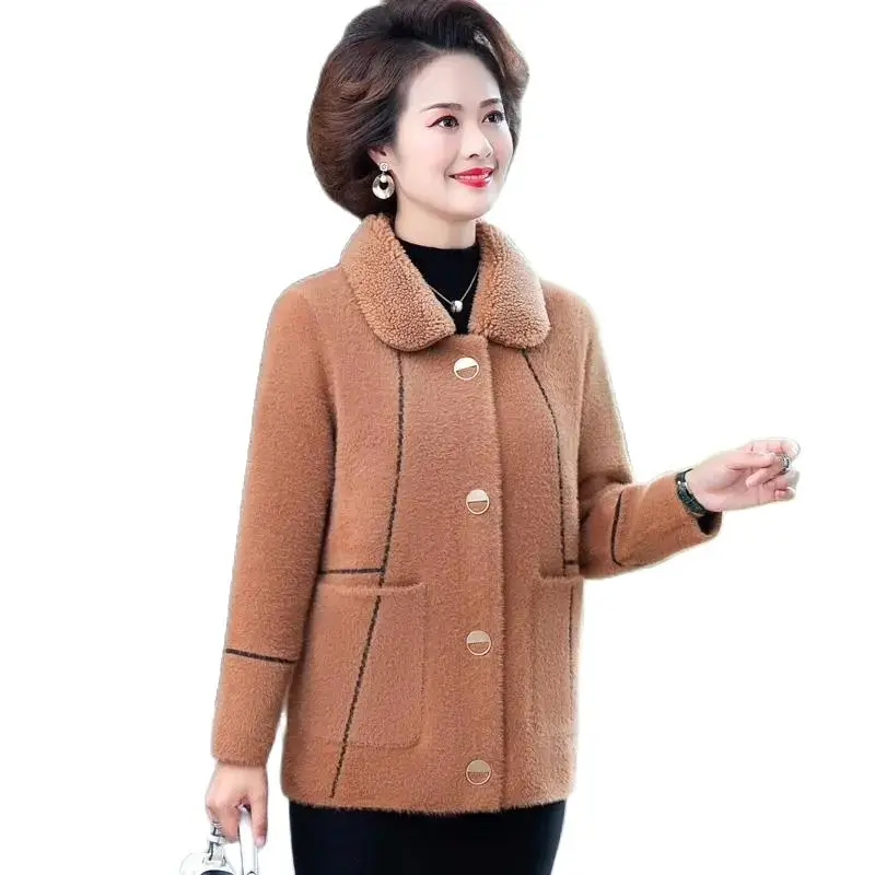 New 2022 Mom's Autumn Winter Coat Imitate Mink Velvet Add Thick Women's Coat keep warm Double Sided Woolen Mink Overcoat
New 2022 Mom's Autumn Winter Coat Imitate Mink Velvet Add Thick Women's Coat keep warm Double Sided Woolen Mink Overcoat