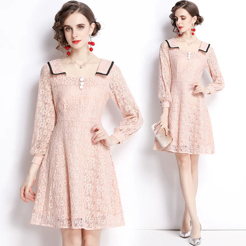 High-end Autumn Lace Dress New 2021 Fashion Casual Wweet Cute Long Sleeve Lady Dress Elegant Slim Knee-Length Party Vestidos
High-end Autumn Lace Dress New 2021 Fashion Casual Wweet Cute Long Sleeve Lady Dress Elegant Slim Knee-Length Party Vestidos