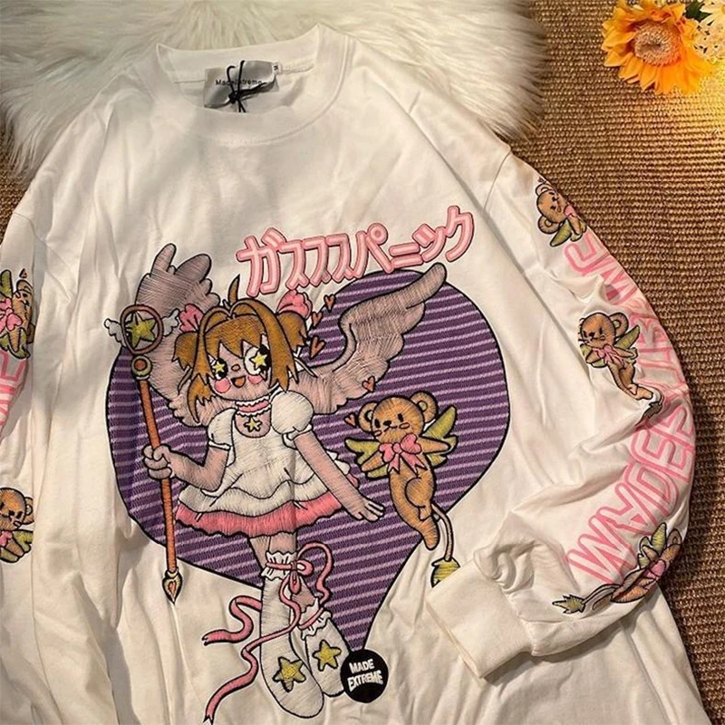 Футболка аниме y2k, топы, футболки, пуловеры с длинным рукавом, кавайная Осенняя графическая эстетичная готическая одежда в стиле Харадзюку
Футболка аниме y2k, топы, футболки, пуловеры с длинным рукавом, кавайная Осенняя графическая эстетичная готическая одежда в стиле Харадзюку