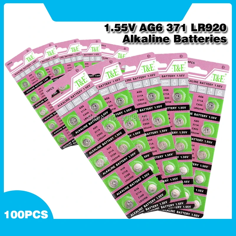 100 шт. щелочные батарейки AG6 LR920 1 55 в 371A CX69 LR920W 371 L921 SR927 171 G6A AG 6 | Электроника