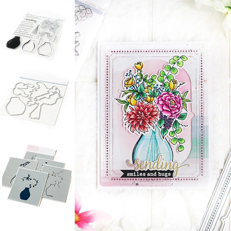 2021 FLORAL VASE Cutting Dies & Stamps & Stencil Scrapbook Diary Decoration Stencil Embossing Template DIY Greeting Card
2021 FLORAL VASE Cutting Dies & Stamps & Stencil Scrapbook Diary Decoration Stencil Embossing Template DIY Greeting Card