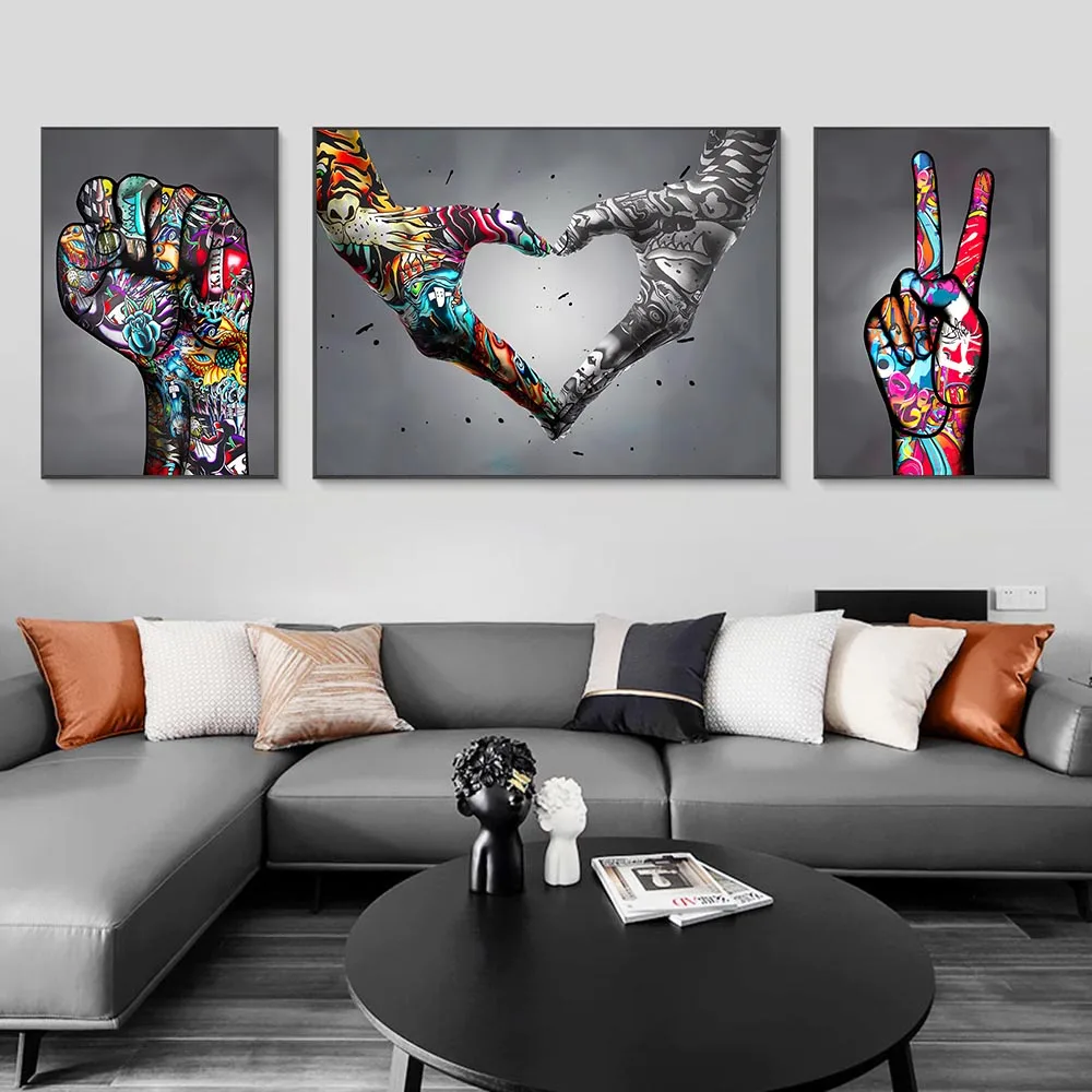 Abstract Graffiti Art Hand Gesture Canvas Painting Love Hands Posters and Prints Wall Art Pictures for Living Room Decor
Abstract Graffiti Art Hand Gesture Canvas Painting Love Hands Posters and Prints Wall Art Pictures for Living Room Decor