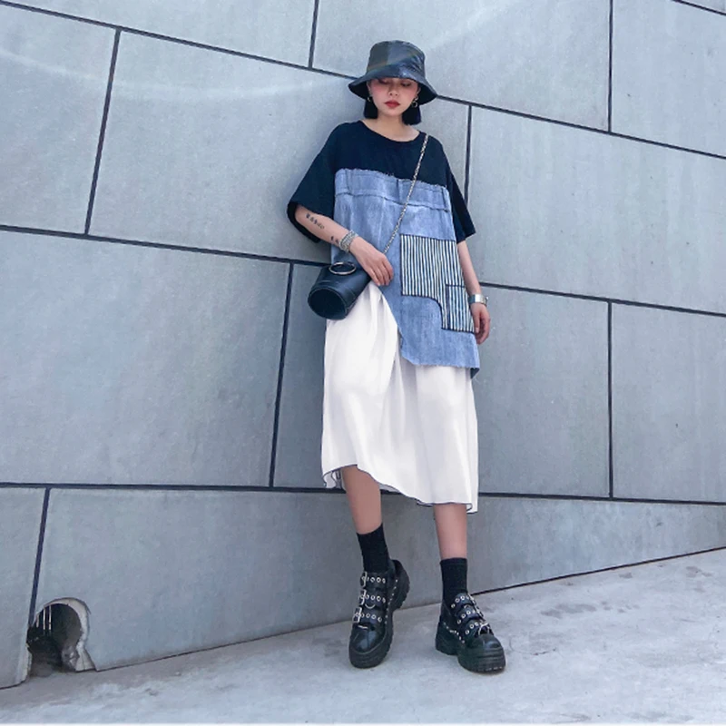 Шифоновое платье в стиле пэчворк, женская одежда, летний Асимметричный пуловер, элегантное платье с коротким рукавом, Женская мода Dreess 
Шифоновое платье в стиле пэчворк, женская одежда, летний Асимметричный пуловер, элегантное платье с коротким рукавом, Женская мода Dreess