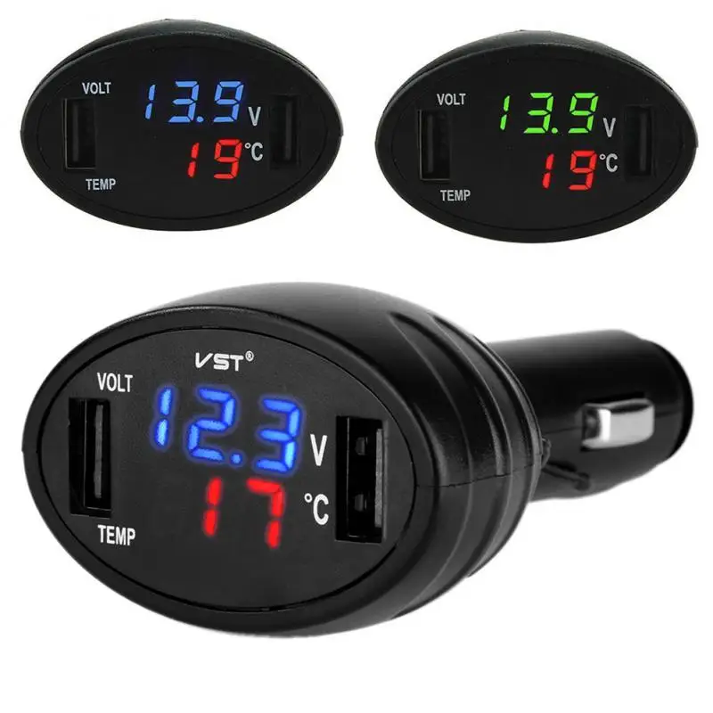 Dual USB Car Charger Car Digital LED Voltmeter Cigarette Lighter adapter 3in1 Thermometer Battery Monitor Auto Replacement Parts
Dual USB Car Charger Car Digital LED Voltmeter Cigarette Lighter adapter 3in1 Thermometer Battery Monitor Auto Replacement Parts
