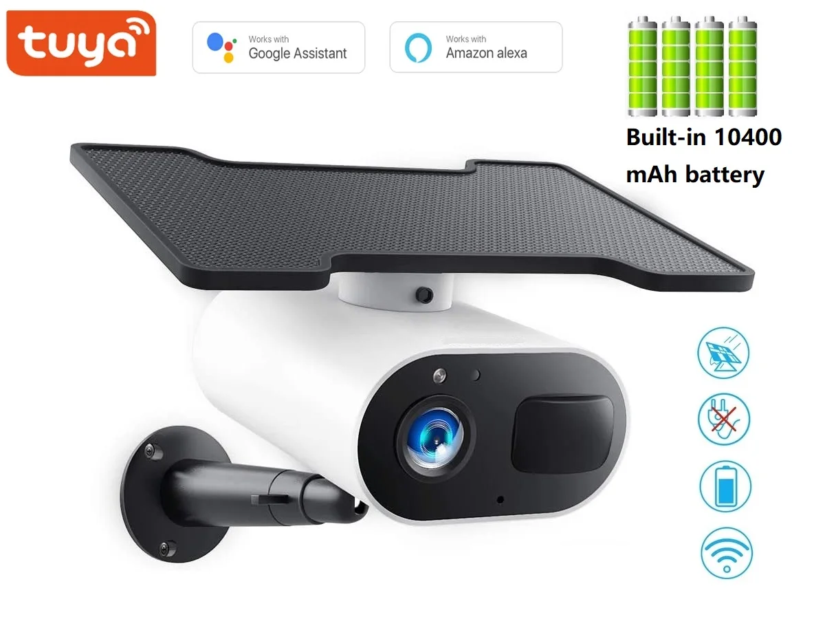 Tuya Smart Solar IP Camera Battery Outdoor Security Surveillance WIFI Support Alexa Google Two Way Audio 1080P HD Night Vision
Tuya Smart Solar IP Camera Battery Outdoor Security Surveillance WIFI Support Alexa Google Two Way Audio 1080P HD Night Vision
