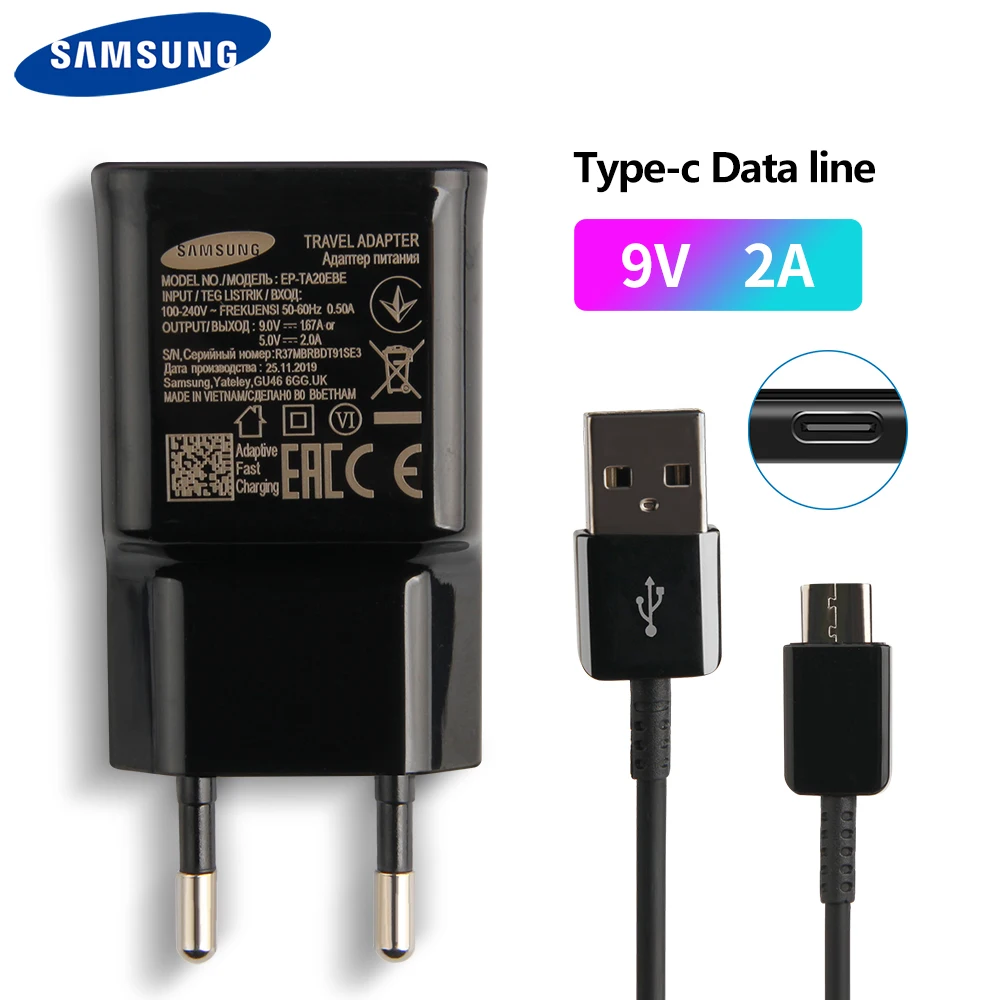 Оригинальное зарядное устройство 9 В 2 А для Samsung Galaxy Note 10 S10 S8 G9500 S9 G9600 Plus + A8s Note8 Type-C