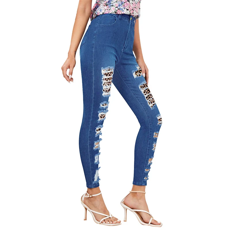 2021 New Women's Fashion Leopard Print Stitching Jeans High Waist Skinny Denim Trousers Lady Ripped Sexy Jeans Navy blue Pants
2021 New Women's Fashion Leopard Print Stitching Jeans High Waist Skinny Denim Trousers Lady Ripped Sexy Jeans Navy blue Pants