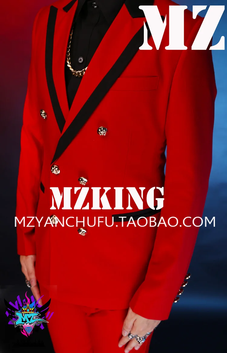 2020 Men Custom Made New Host Dancer singer male DJ DS Red suit costume Black collar Blazer Set (Blazer+Pants)
2020 Men Custom Made New Host Dancer singer male DJ DS Red suit costume Black collar Blazer Set (Blazer+Pants)