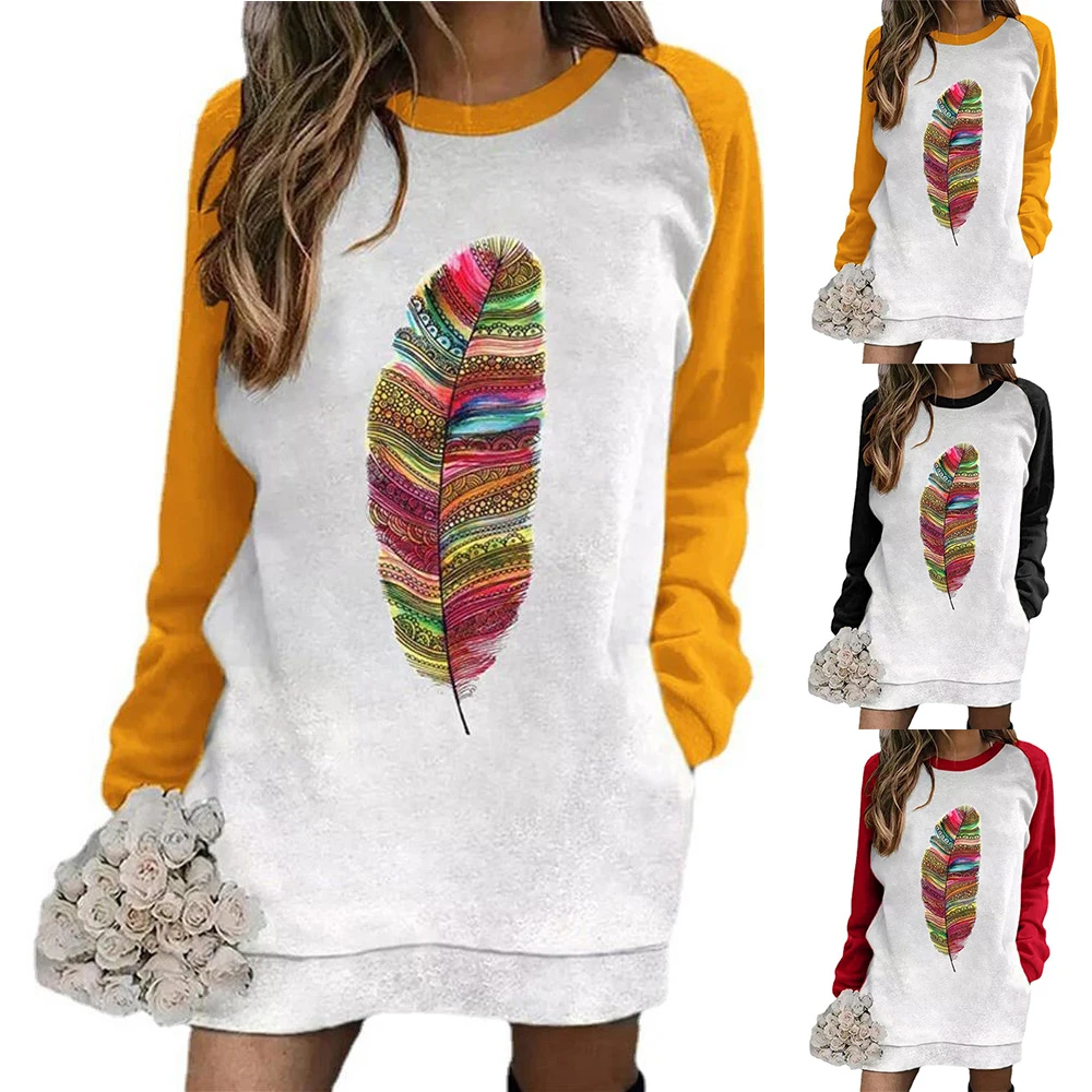 Women Feather Printed Round Neck Ladies Long Sleeves Loose Long T-shirt Top Women Autumn Casual Hoodie Pullover Tops Clothes
Women Feather Printed Round Neck Ladies Long Sleeves Loose Long T-shirt Top Women Autumn Casual Hoodie Pullover Tops Clothes