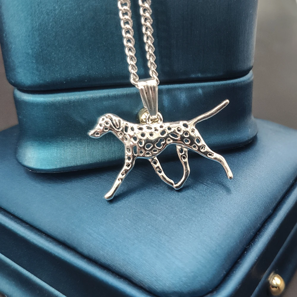 

Dalmatian Spotty Dog Necklace Handmade Girl Necklace Embossed Women Pendant Jewelry Golden Color Plated Gift Box Available