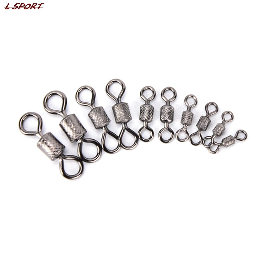50pcs Fishing Swivels Knurling Connector Ball Bearing Swivel With Safety Snap Solid Rolling Rings Fishhooks Accessories
50pcs Fishing Swivels Knurling Connector Ball Bearing Swivel With Safety Snap Solid Rolling Rings Fishhooks Accessories