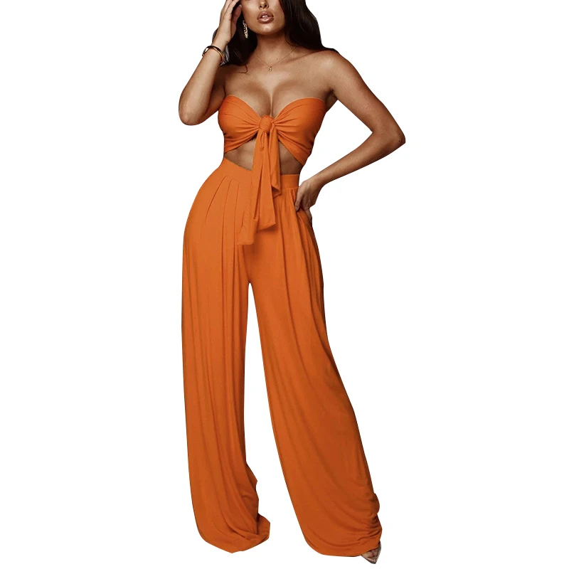 Sexy Solid 2 Piece Set Women Lace-Up Bow Tube Top With Wide Leg Long Pants Elegant Streetwear Green Slim Sets Female LD1987
Sexy Solid 2 Piece Set Women Lace-Up Bow Tube Top With Wide Leg Long Pants Elegant Streetwear Green Slim Sets Female LD1987