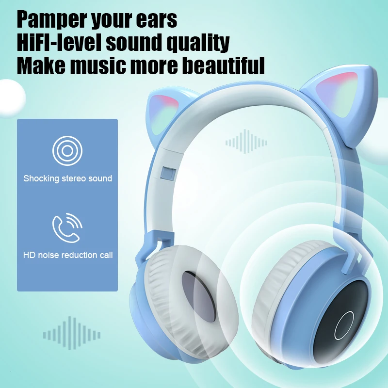 LED Kid Girl Glitter Cute Cat Earphone Holiday Gift Wireless Microphone Bluetooth Headhones Noise-canceling Ear For Online Class
LED Kid Girl Glitter Cute Cat Earphone Holiday Gift Wireless Microphone Bluetooth Headhones Noise-canceling Ear For Online Class