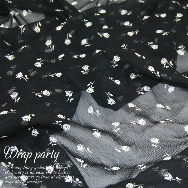 Silk Georgette Chiffon Fabric Dress 8 momme Wide Black and White Floral Skirt Shirt DIY Patchs Sewing
Silk Georgette Chiffon Fabric Dress 8 momme Wide Black and White Floral Skirt Shirt DIY Patchs Sewing