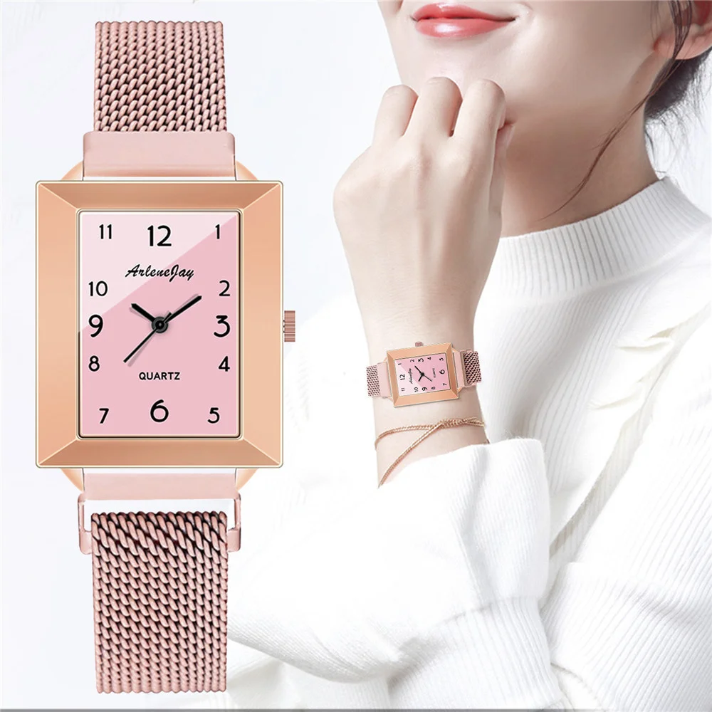 Rectangle Fashion Women Watch Magnetic Clasp Stainless Mesh Band Quartz Wristwatches Clock Zegarek Damski
Rectangle Fashion Women Watch Magnetic Clasp Stainless Mesh Band Quartz Wristwatches Clock Zegarek Damski