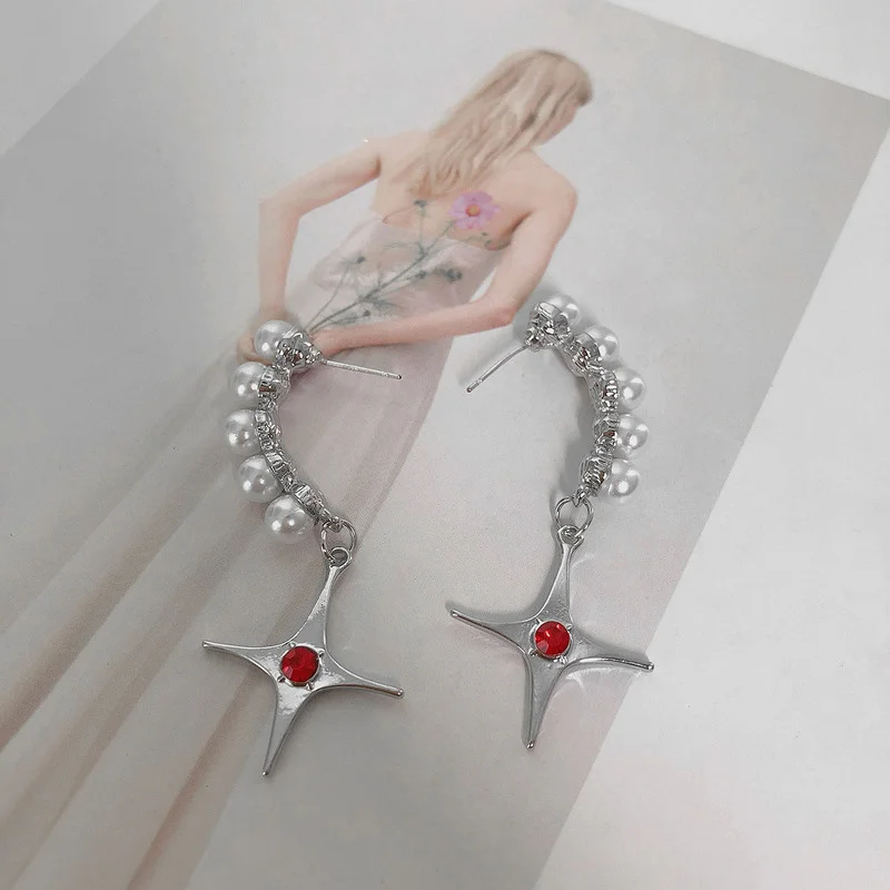 Origin Summer Gothic Simulated Pearls Cross Pendant Earrings for Women Metallic Starburst Red Rhinestone Drop Earrings Brincos
Origin Summer Gothic Simulated Pearls Cross Pendant Earrings for Women Metallic Starburst Red Rhinestone Drop Earrings Brincos
