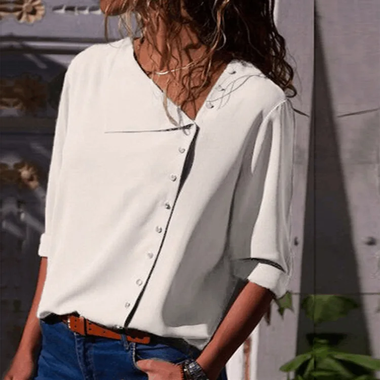 Cross border 2021 spring and autumn new fashion 11 color button irregular oblique collar long sleeve blouse shirt in stock
Cross border 2021 spring and autumn new fashion 11 color button irregular oblique collar long sleeve blouse shirt in stock