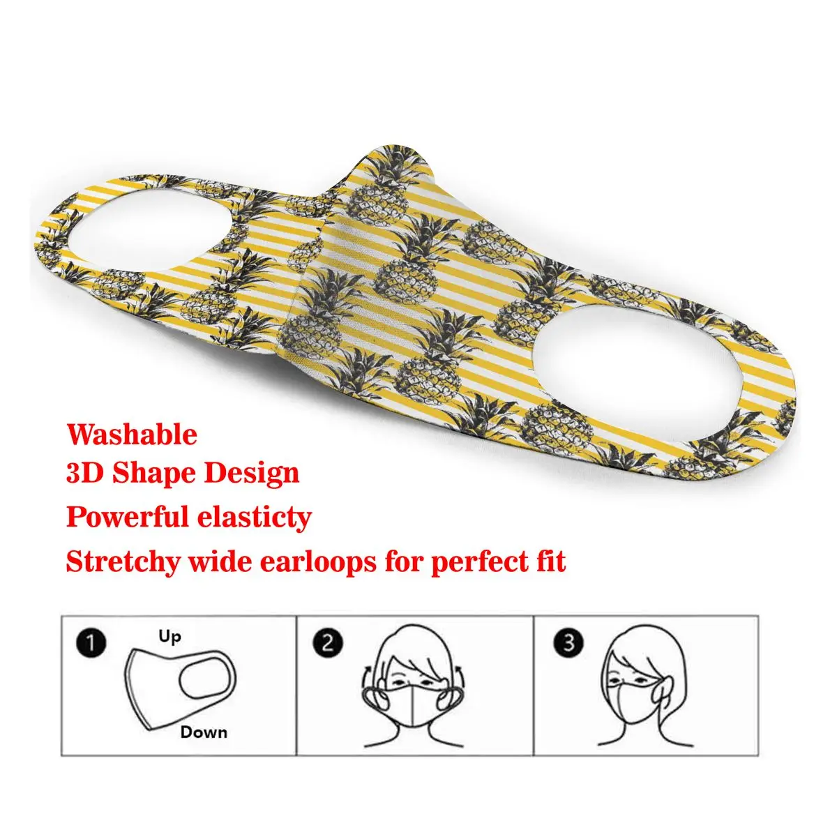 Washable Earloop Mask 3D Neat Arrangement Of Pineapple Patterns Cycling Anti Dust Mouth Face Care Respirator for Summer
Washable Earloop Mask 3D Neat Arrangement Of Pineapple Patterns Cycling Anti Dust Mouth Face Care Respirator for Summer