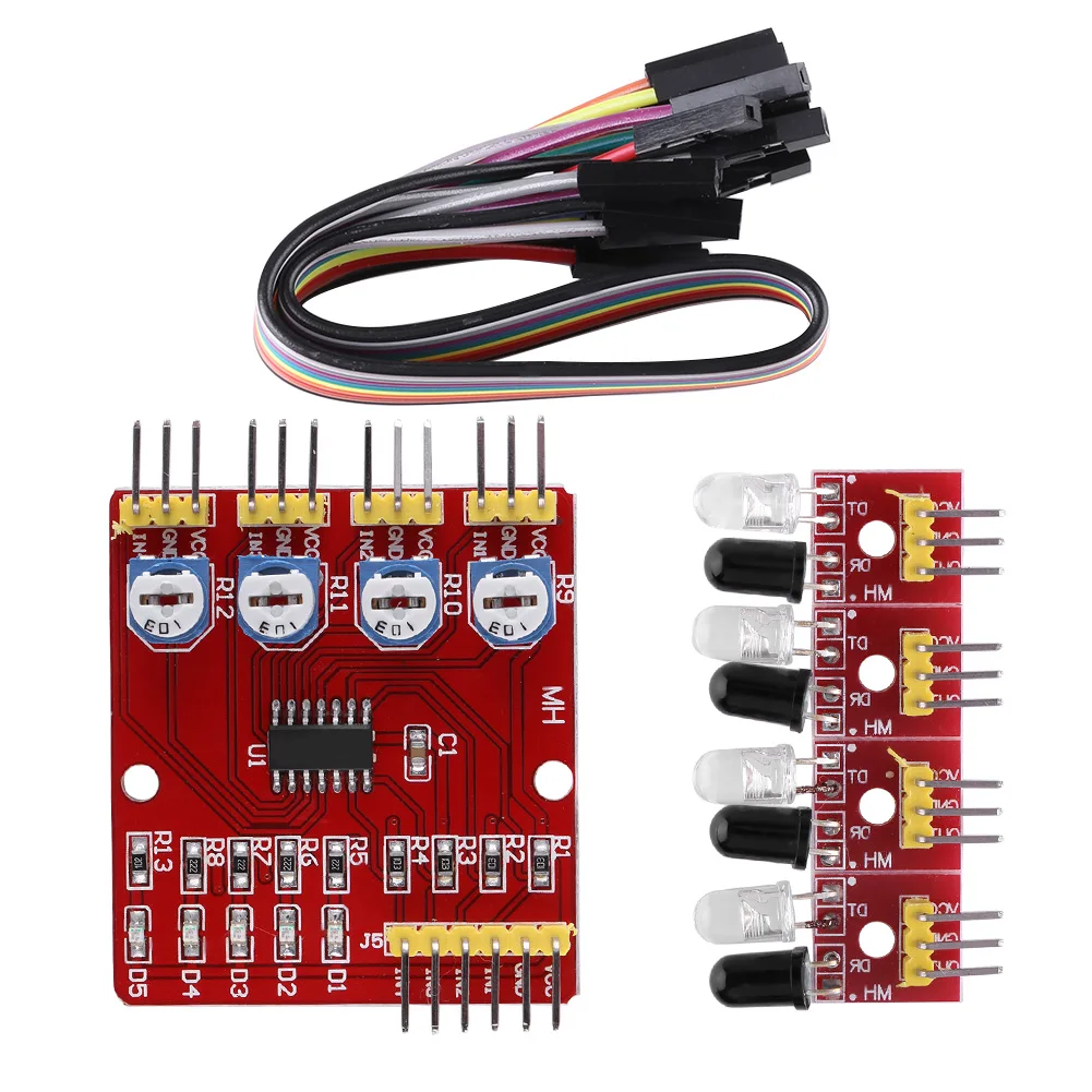 

4-Channel Infrared Reflection Tracking Sensor Module Set Smart Car Obstacle Avoidance PCB Tracing/Tracking Module/Patrol Module