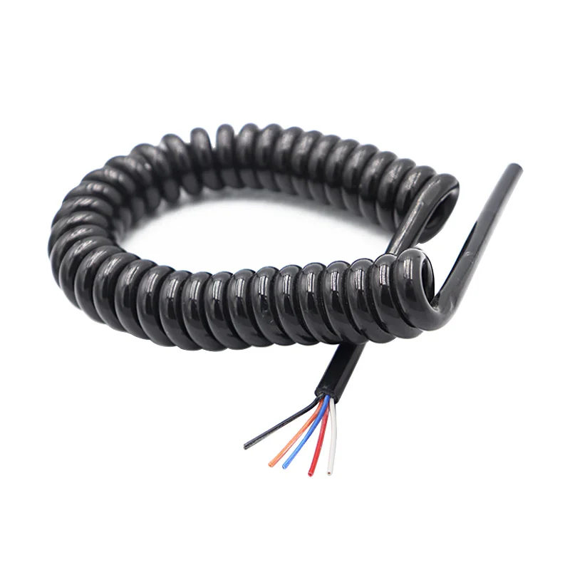 

Spring Spiral Black Cable 5Cores 22/20/18/17AWG Stretchable Wire Shrinkable Cable Power Extension Cord Telescopic Wire