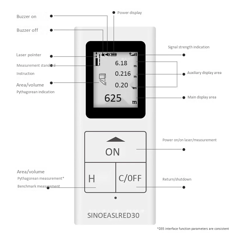 Mini-Type Rangefinder F-D30 Charging Rangefinder High-Precision Rangefinder 6 Measurement Methods HD Digital Display
Mini-Type Rangefinder F-D30 Charging Rangefinder High-Precision Rangefinder 6 Measurement Methods HD Digital Display