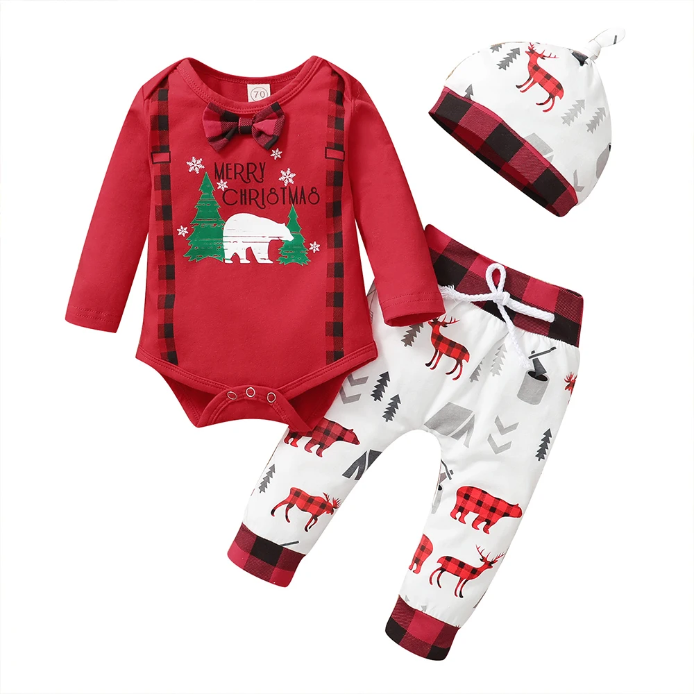 New Baby Christmas Rompers Sets 3 Piece Hat Bow Cotton Autumn Animal Knitted Long Sleeve O Neck Boys Elastic Waist Casual Pants
New Baby Christmas Rompers Sets 3 Piece Hat Bow Cotton Autumn Animal Knitted Long Sleeve O Neck Boys Elastic Waist Casual Pants