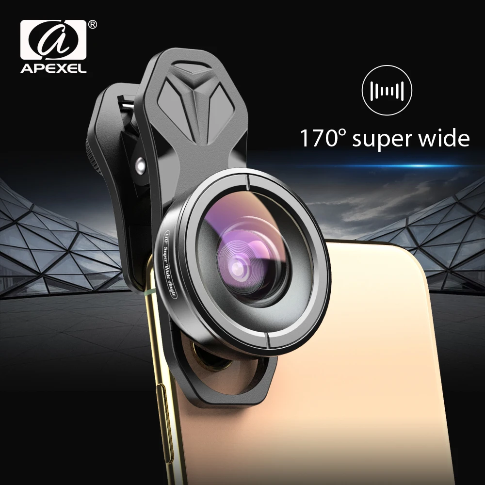 

APEXEL optic phone lens HD 170 degree super wide angle lens Camera optical Lenses for iPhonex xs max xiaomi all smartphone