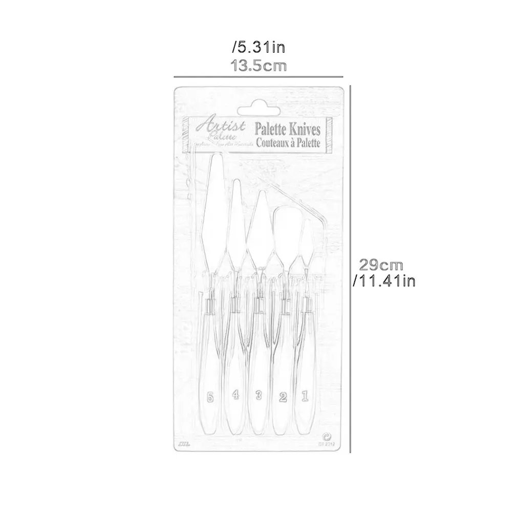 5PCS Mixed Palette Knife Painting Stainless Steel Scraper Spatula Art Supplies for Artist Canvas Oil Paint Color Mixing
5PCS Mixed Palette Knife Painting Stainless Steel Scraper Spatula Art Supplies for Artist Canvas Oil Paint Color Mixing