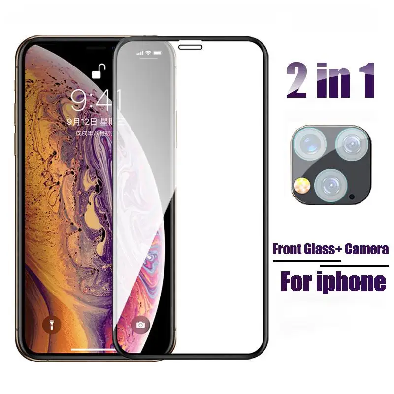 2 в 1 Защитная стеклянная пленка для iphone 11 Pro Max camera Len Apple 11pro макс. Закаленное стекло