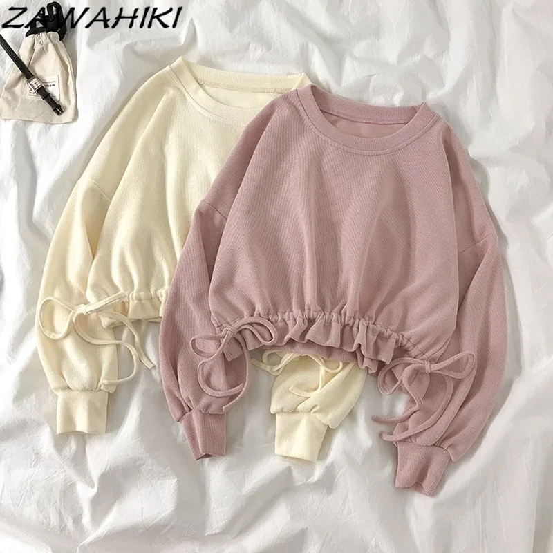 Свитшот женский осенний в Корейском стиле с круглым вырезом и длинным рукавом 
Свитшот женский осенний в Корейском стиле с круглым вырезом и длинным рукавом