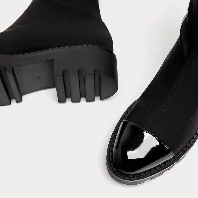 Chunky Heel Platform Boots Women Slim Stretch Fabric Sock Boots Platform Ankle Boots for Women Brand Designer Winter Shoes Woman
Chunky Heel Platform Boots Women Slim Stretch Fabric Sock Boots Platform Ankle Boots for Women Brand Designer Winter Shoes Woman