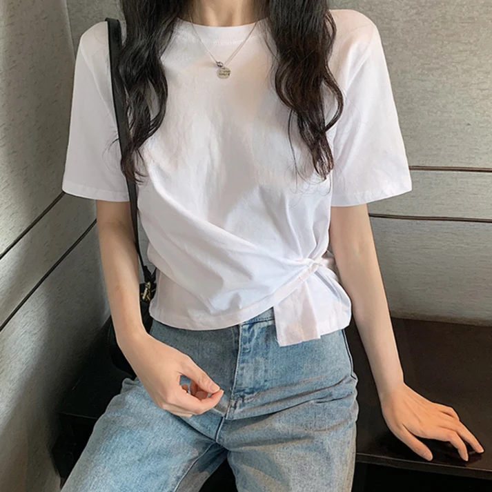 Instafamous Design Sense Super Popular White Short-Sleeved T-shirt 2021 New Summer Korean Style Short Loose Bottoming Top Women 
Instafamous Design Sense Super Popular White Short-Sleeved T-shirt 2021 New Summer Korean Style Short Loose Bottoming Top Women