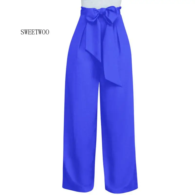Plus size European Style black white blue Wide Leg Pants Women High Waist Tie Waist Trousers OL Long Pants autumn winter
Plus size European Style black white blue Wide Leg Pants Women High Waist Tie Waist Trousers OL Long Pants autumn winter
