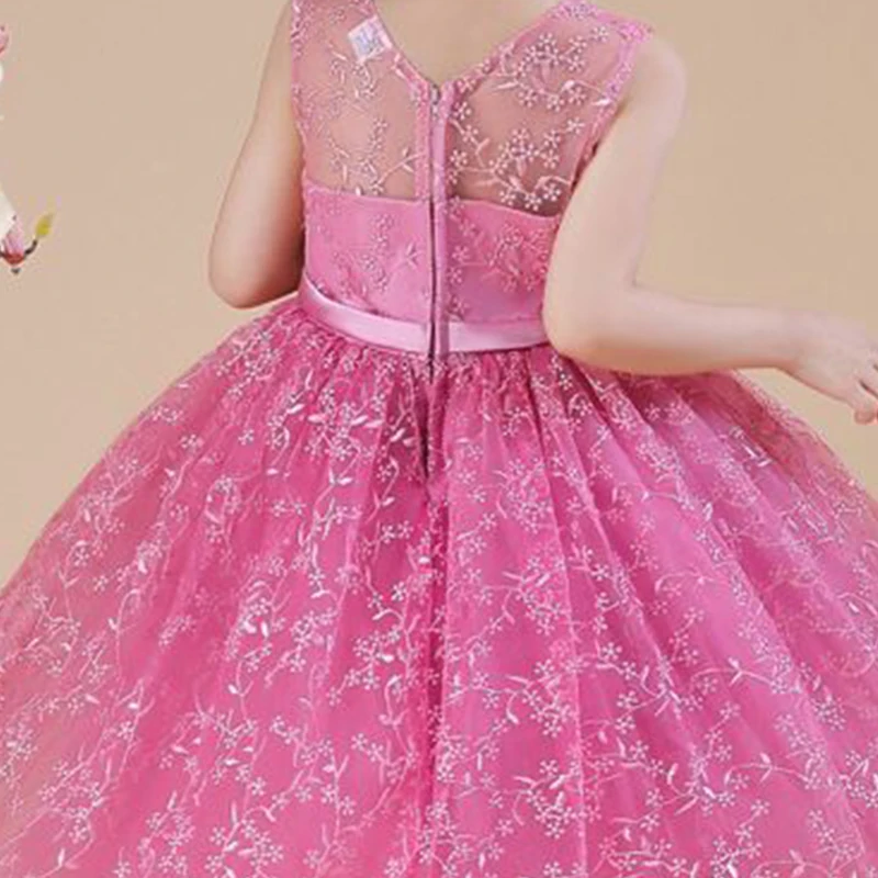 Flower Girls Dresses Bow Illusion Sleeveless Beading Embroidery Tulle Lace V-Neck Knee-Length Pink Kids Party Princess Gown F327
Flower Girls Dresses Bow Illusion Sleeveless Beading Embroidery Tulle Lace V-Neck Knee-Length Pink Kids Party Princess Gown F327