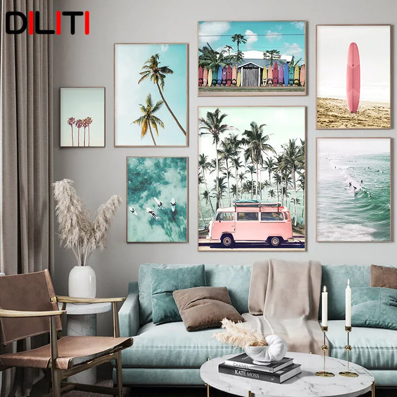 Pink Bus Blue Sky Sea Beach Canvas Painting Palm Tree Ocean Landscape Wall Art for Living Room Nordic Print Poster Home Decor
Pink Bus Blue Sky Sea Beach Canvas Painting Palm Tree Ocean Landscape Wall Art for Living Room Nordic Print Poster Home Decor