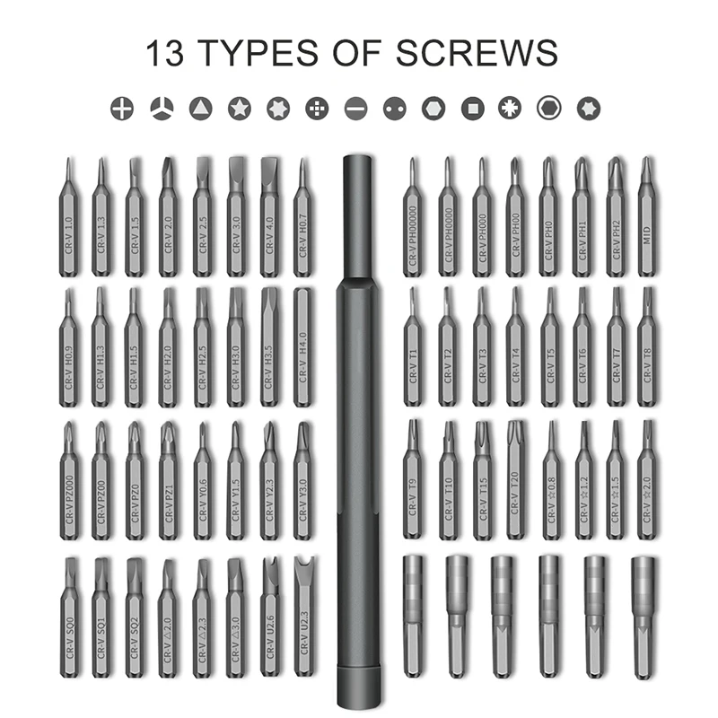 

Screwdriver Set 63 In 1 Precision Screw Driver Torx Bit Magnetic Hex Phillips Bits Mobile Phone Laptop Repair Tools Kit