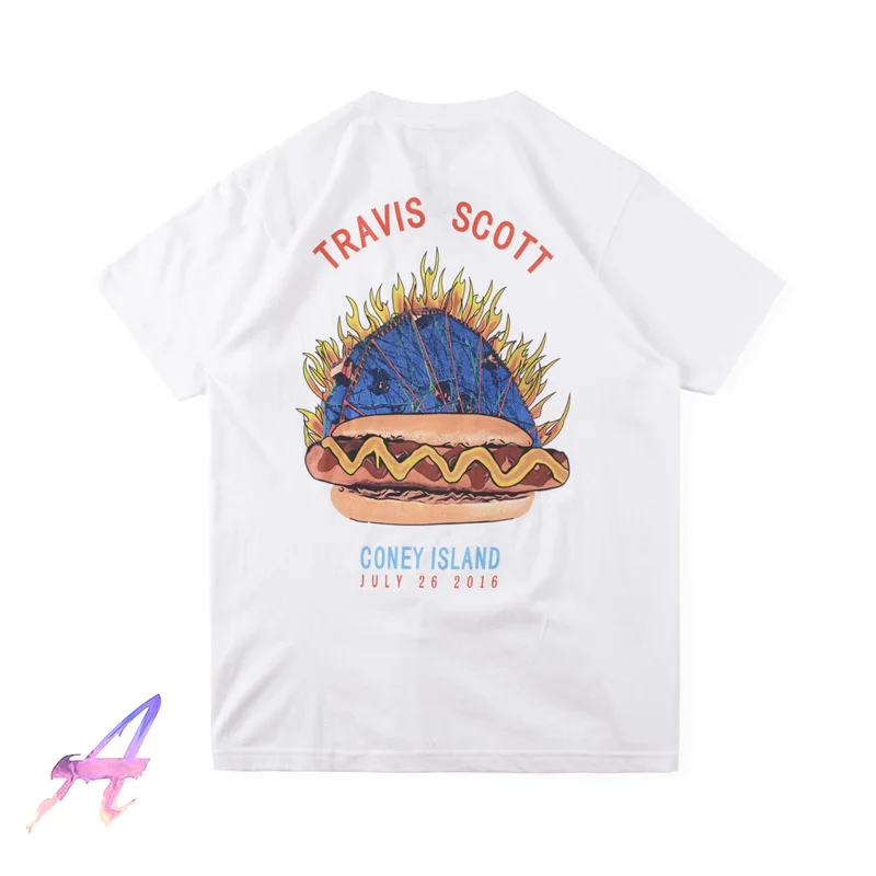 Travis Scott T-shirts High Quality Coney Island Hotdog Pattern Top Tees Oversize Men's Women's Travis Scott Casual Tshirts
Travis Scott T-shirts High Quality Coney Island Hotdog Pattern Top Tees Oversize Men's Women's Travis Scott Casual Tshirts