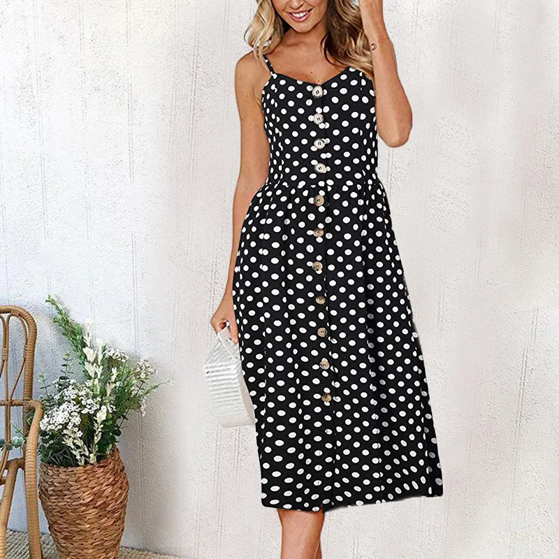 Vintage Casual Sundress Female Beach Dress Midi Button Backless Polka Dot Striped Women Dress Summer 2020 Boho Sexy Floral Dress
Vintage Casual Sundress Female Beach Dress Midi Button Backless Polka Dot Striped Women Dress Summer 2020 Boho Sexy Floral Dress
