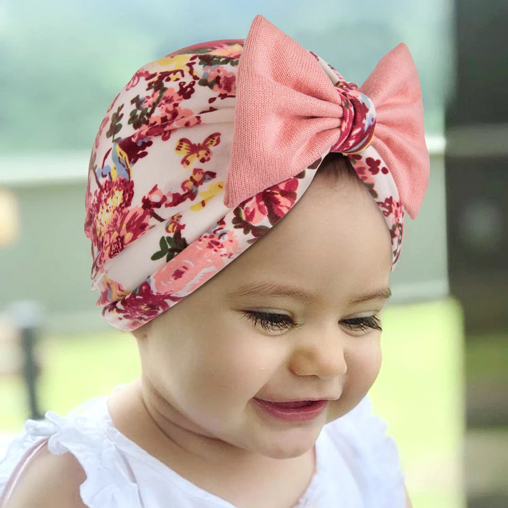 

New Born Baby Infants Turban Top Knot India Hat Toddler Beanie Kids Boys Girls Head Wrap Cute Gifts Flower Printing Headwear