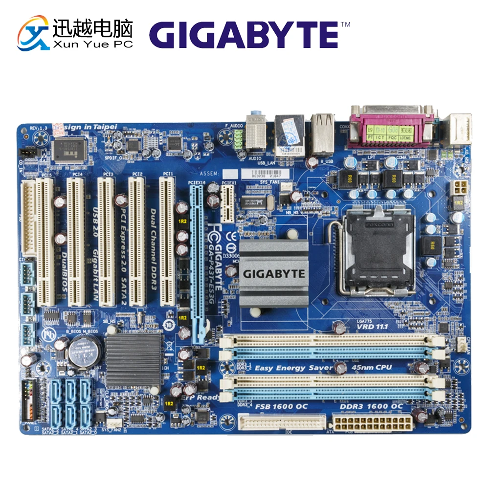 Фото Gigabyte GA P43T ES3G настольная материнская плата P43 LGA 775 Core 2 Quad Extreme Duo DDR3 - купить