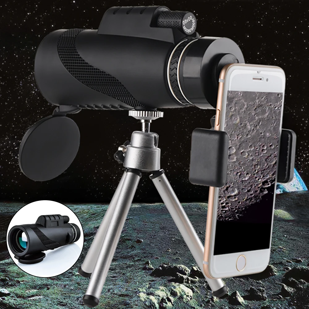 80x100 Powerful Monocular Telescope Pocket HD With Smartphone Holder Night Vision Suitable For Camping Hiking Tourism Telescopio 
80x100 Powerful Monocular Telescope Pocket HD With Smartphone Holder Night Vision Suitable For Camping Hiking Tourism Telescopio