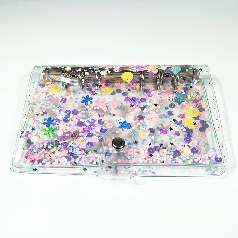 A5 A6 Glitter Sequins Loose Leaf Binder Notebook Cover Transparent 6 Rings File Folder Stationery Office Supplies
A5 A6 Glitter Sequins Loose Leaf Binder Notebook Cover Transparent 6 Rings File Folder Stationery Office Supplies