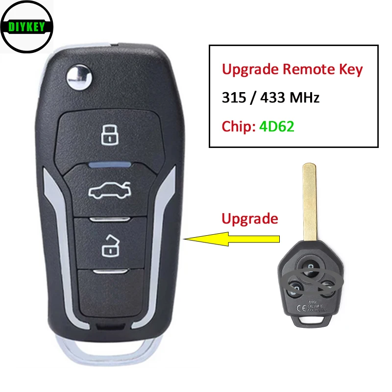 DIYKEY обновленная флип-карта памяти с тремя кнопками 315 МГц опционально 4D62 для Subaru