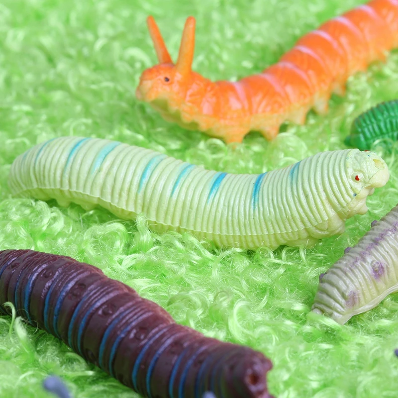 12 реалистичных искусственных гусениц насекомое образовательные пластиковые