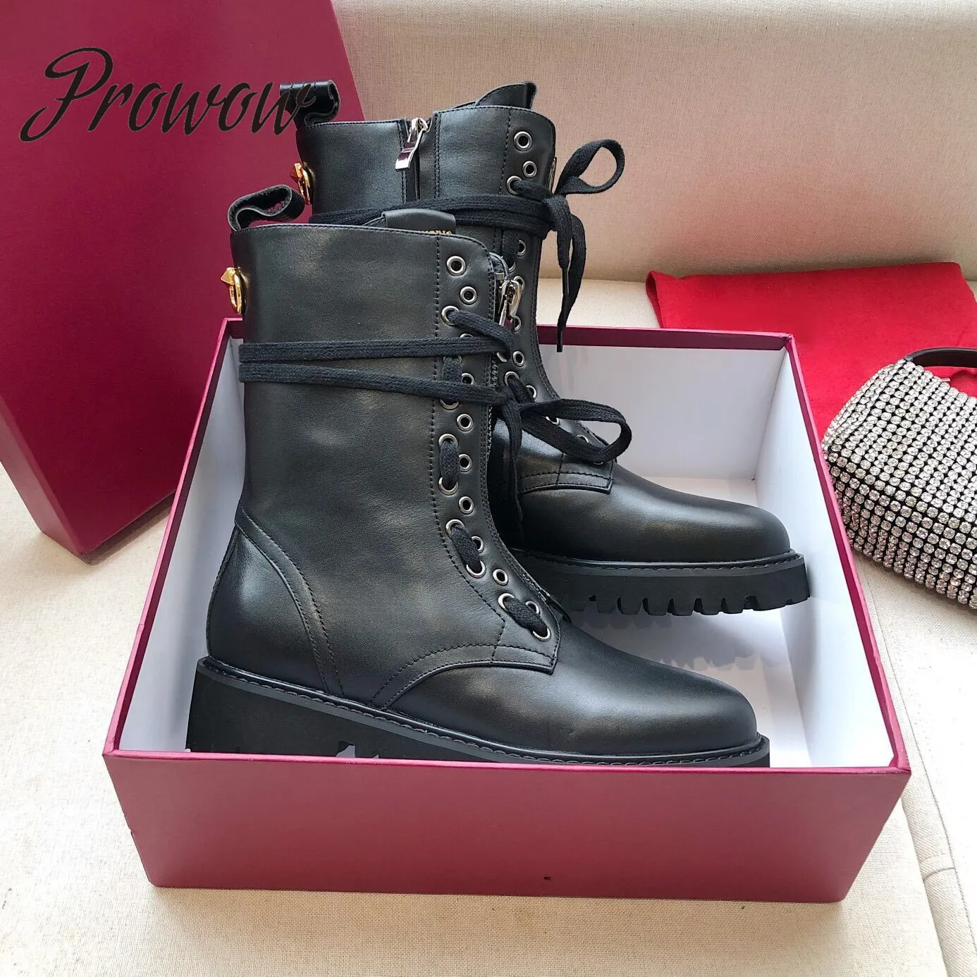 Prowow New Genuine Leather Lace Up Designer Ankle Boots Round Toe Low Heel Comfortable Boots Shoes Women Zapatos Mujer
Prowow New Genuine Leather Lace Up Designer Ankle Boots Round Toe Low Heel Comfortable Boots Shoes Women Zapatos Mujer